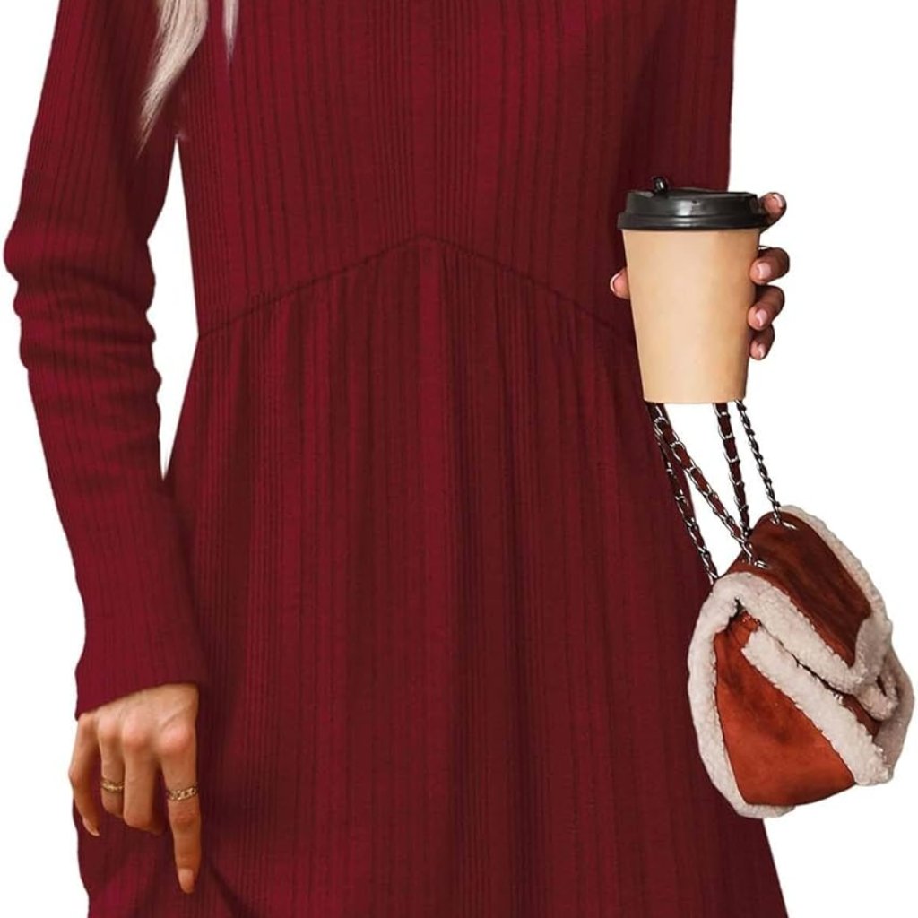 Long Sleeve Sweater Dress Fall Dresses 2025 V Neck Empire Waist Baby Doll Dresse